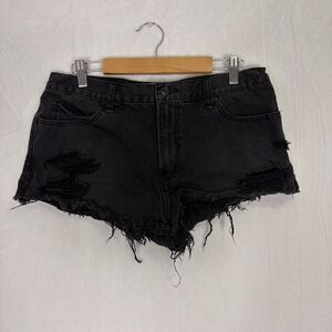 Abercrombie & Fitch Black Distressed Hi Rise Cut Off Jean Shorts Women's Size 8